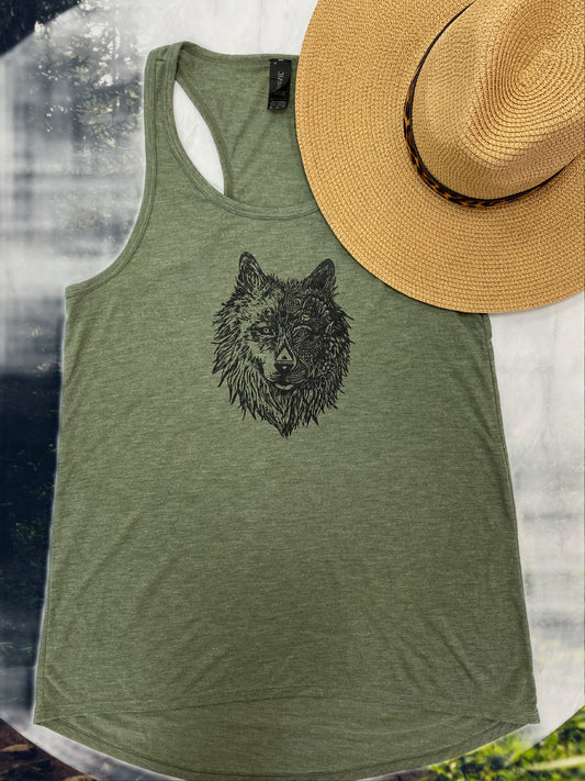 Women's City Green Wolf Tank Top